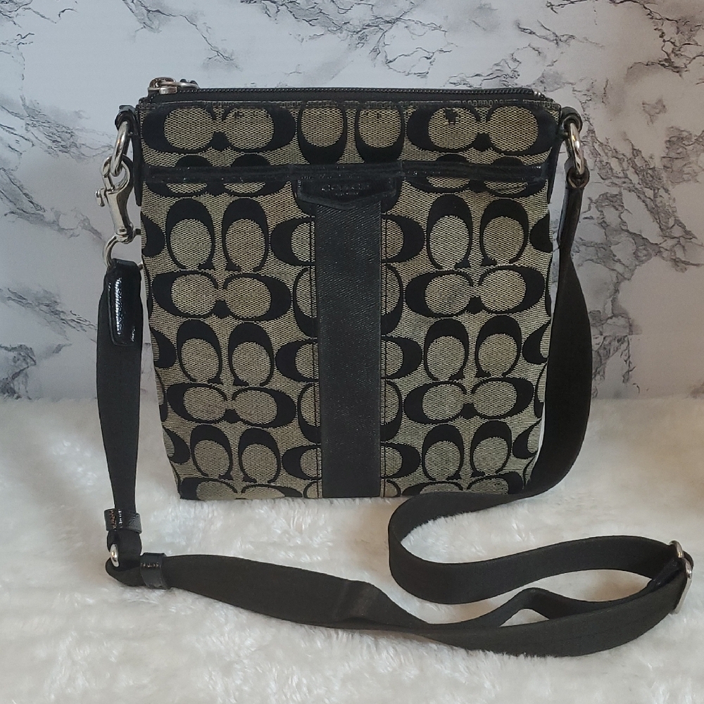 Coach Black and Grey Signature Crossbody Bag